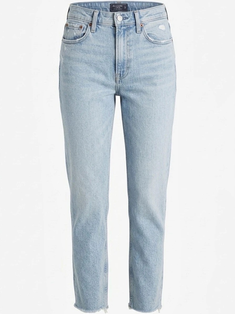 Abercrombie & Fitch Zoe Natural Rise Ankle Straight Distressed Straight Leg